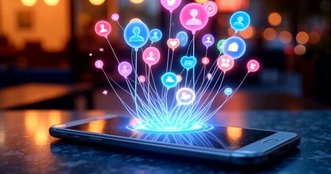 Social Media Network Expanding Outward From A Phone Connection