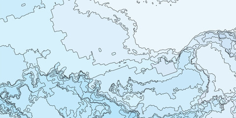 Abstract Topographic Map with Blue And Black Contour Lines.