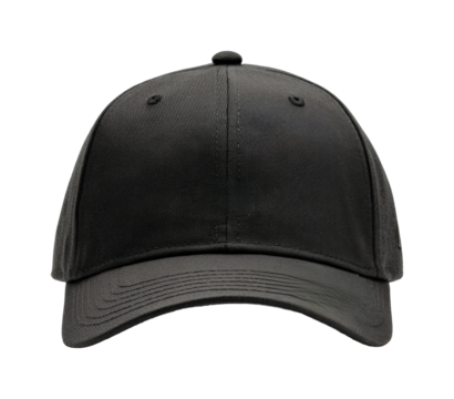 Black cap display fashion store product urban environment isolated on transparent background, png