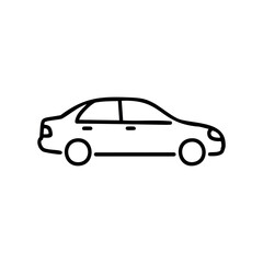 Fototapeta premium Simple black outline of a sedan car side view – stock vector icon in line style