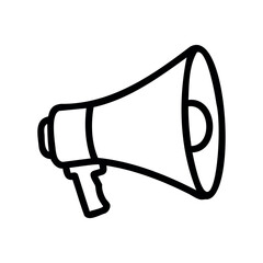 Simple line drawing of a megaphone for communication and announcements – stock vector icon in line style