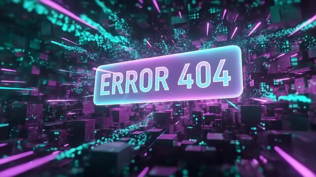 Digital error 404 neon display - Powered by Adobe