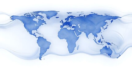 World map illustration in blue tones featuring an abstract design enhancing global themes and connections