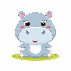 Fototapeta premium Chibi-Nilpferd – niedliches Cartoon-Tier im Kawaii-Stil als Vektorillustration