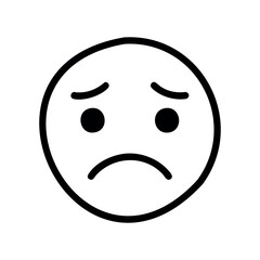 Fototapeta premium Sad face emoji with frowning mouth and downcast eyes – stock vector icon in line style