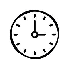 Simple hand-drawn clock icon with minimalist design – stock vector icon in line style