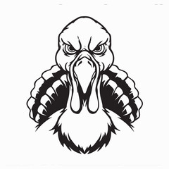 Angry Turkey Front View Vector Illustration Fierce Bird Character Design Wild Animal Artwork