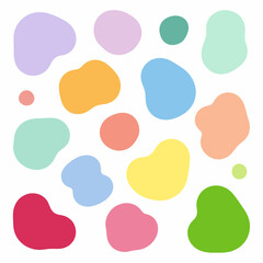 Trendy pastel blobs and circles, perfect for modern designs and vibrant backgrounds, cheerful and fun