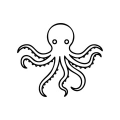 Simple line art of an octopus with curled tentacles &ndash; stock vector icon in line style