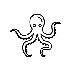 Simple octopus line art illustration with tentacles spread out &ndash; stock vector icon in line style