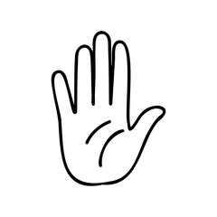 Obraz premium Simple line drawing of an open palm hand – stock vector icon in line style