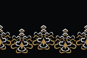 Ikat pattern traditional ethnic pattern ikat motif fabric pattern geometric style. Embroidery ethnic oriental black background wallpaper. Abstract,vector,illustration.Texture,frame,decor.