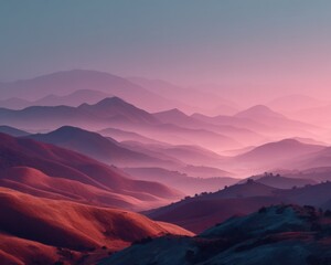 Layered Mountain Range at Sunset