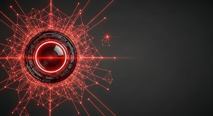 Abstract Red and Black Tech Network: Futuristic Digital Eye Surveillance System Concept