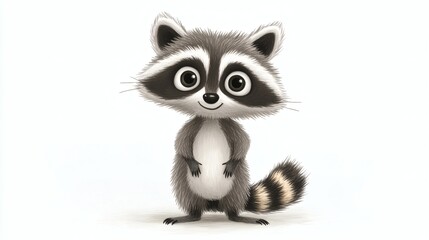 Obraz premium Cute raccoon illustration on a white background.