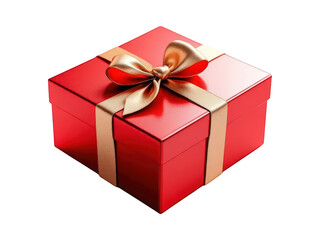 Obraz premium Beautiful Red Gift Box Tied with a Golden Ribbon and Bow