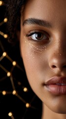 personalized AI self care A close-up portrait of a woman with facial lines Close-up portrait of a woman with glowing skin. showcasing beauty and skincare concepts
