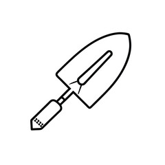 Minimalist Line Art of Garden Trowel with Textured Grip and Curved Blade for Digging and Planting