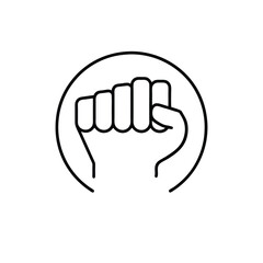 Minimalist Line Art of Clenched Fist Inside Circle Representing Solidarity and Strength