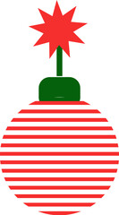 Playful Cartoon Ornament: Striped Ball, Green Cylinder, Red Star Isolated