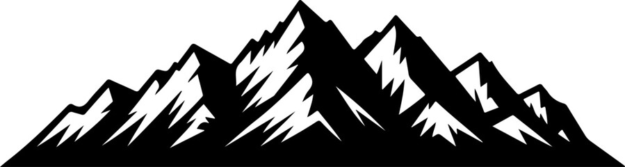 Black silhouette vector of the Bavarian Alps mountain range