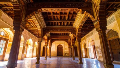 Obraz premium Ancient Royal palace on yellow light themed