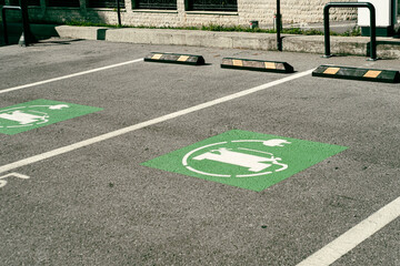 sign for electric car charging parking area