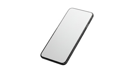 Modern Smartphone with Blank White Screen and Dark Bezel Floating in Space