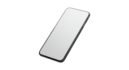 Modern Smartphone with Blank White Screen and Dark Bezel Floating in Space