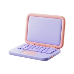 Pastel Purple and Peach Laptop; Modern 3D Render; Minimalist Design; Blank Screen; Technology Concept