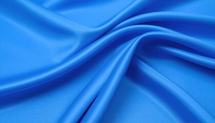 Smooth, vibrant blue satin fabric