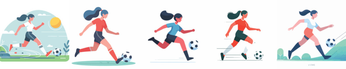 vector of girl playing soccer
