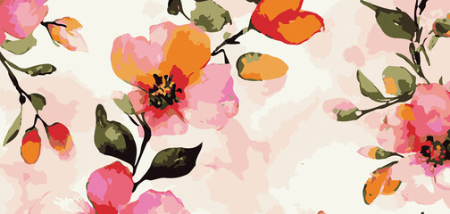 Elegant Abstract Floral Scarf Print Design | Shawls & Dupatta Textile Fabric Patterns For Digital Printing on Silk, Chiffon, Georgette