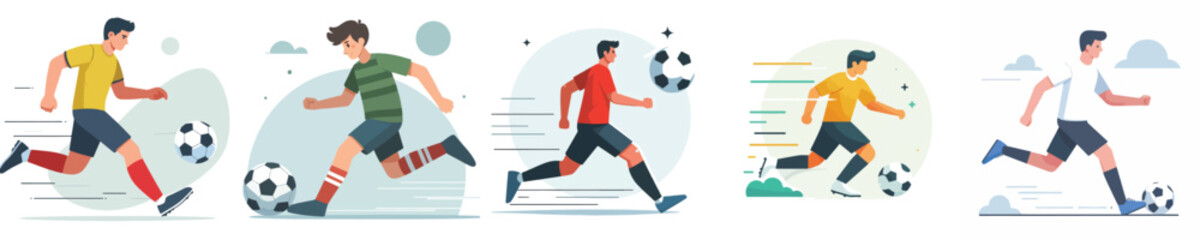 vector of young men playing soccer