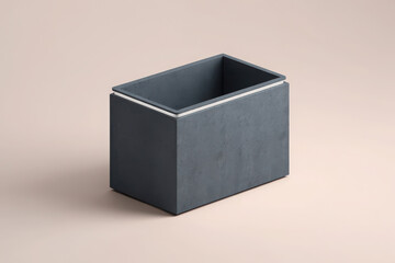 Dark grey suede rectangular box with a subtle white trim, isolated on a neutral background, 3d render
