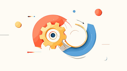 Obraz premium Abstract gear with colorful circles in modern flat design 