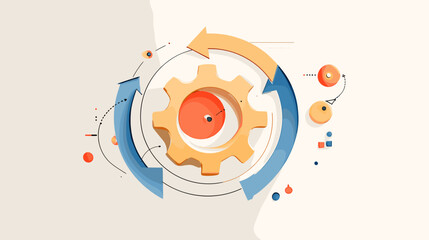 Fototapeta premium Abstract colorful gear with arrows and circular design elements 