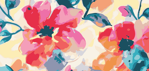 Elegant Abstract Floral Scarf Print Design | Shawls & Dupatta Textile Fabric Patterns For Digital Printing on Silk, Chiffon, Georgette