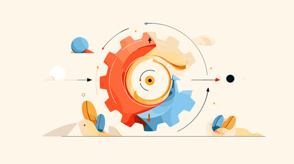Obraz premium Abstract illustration of colorful gears in motion with circular design 