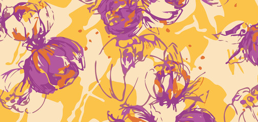 Elegant Abstract Floral Scarf Print Design | Shawls & Dupatta Textile Fabric Patterns For Digital Printing on Silk, Chiffon, Georgette