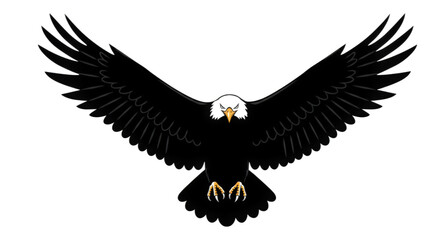 Obraz premium Majestic Black Bird with Wings Spread Wide in Flight