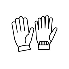 Minimalist Line Drawing of Protective Gloves Showing Palm and Back Views with Grip Detail for Safety and Utility Use