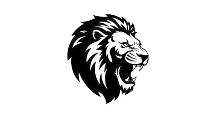 Obraz premium Majestic Lion Head Roaring Fiercely Against a Dark Background