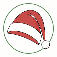 Silhouette of santa claus hat, Christmas santa claus hat  style hand drawn digital painting Vector Santa's hat icon