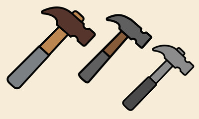 Hammer Tools Set - Cartoon Vector Illustration