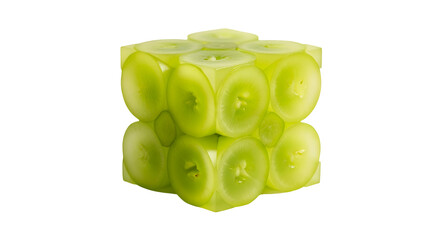Cube of Cucumber Slices, Freshly Cut, Sits on a Transparent Background, Healthy Food Theme