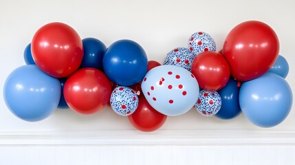 Naklejka premium Red Blue Balloon Garland Party Decoration Festive Arch
