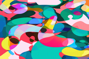 Colorful Abstract Shapes Background &ndash; Vibrant Overlapping Blobs Digital Art. Playful elements composition. 
