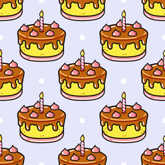 A delightful birthday cake pattern with candles and playful polka dots.