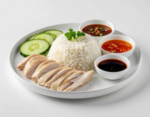 Hainanese Chicken Rice with Three Dipping Sauces